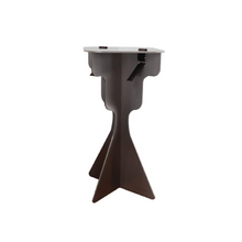 Load image into Gallery viewer, Fret Silver Steel Metal & Black Genuine Leather Stool