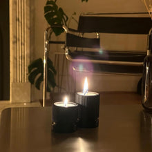 Load image into Gallery viewer, Victoria Pillar Black Tea Light candle holder Set
