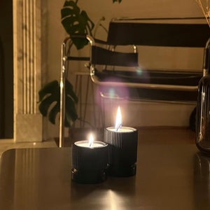 Victoria Pillar Black Tea Light candle holder Set